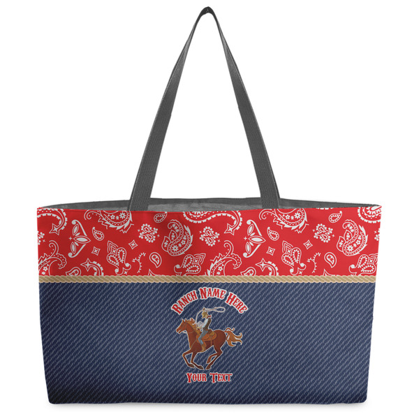 Custom Western Ranch Beach Totes Bag - w/ Black Handles (Personalized)