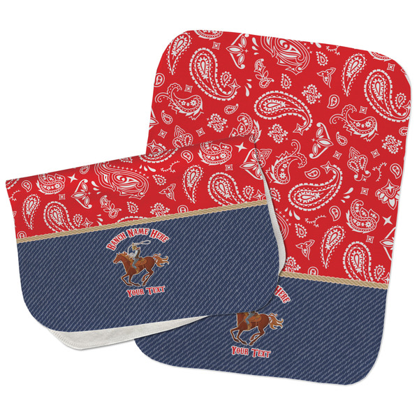 Western Ranch Two Rectangle Burp Cloths - Open & Folded