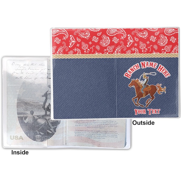 Western Ranch Vinyl Passport Holder - Flat Front and Back