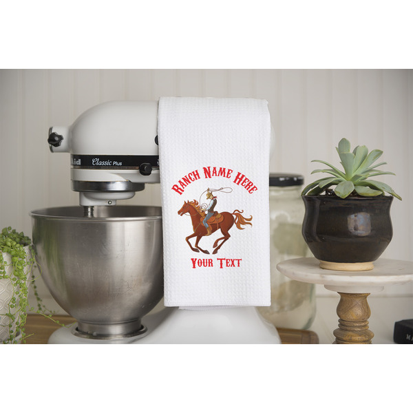 Western Ranch Waffle Weave Towel - Lifestyle - Partial Print