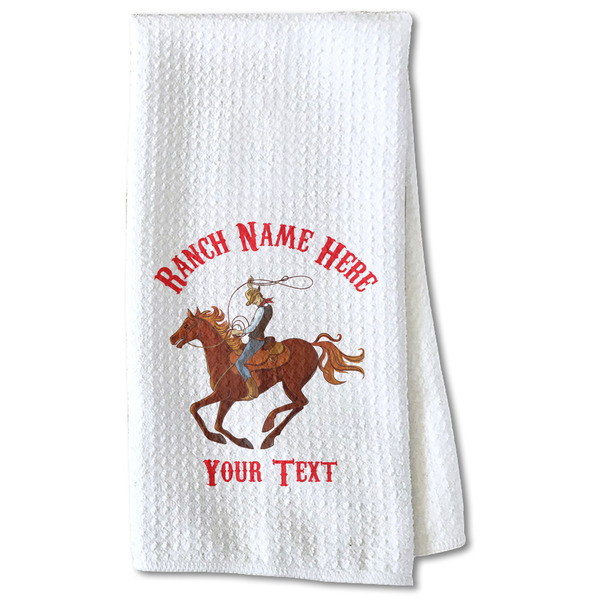 Custom Western Ranch Kitchen Towel - Waffle Weave - Partial Print (Personalized)