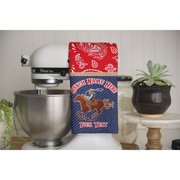 Western Ranch Waffle Weave Towel - Full Color Print - Lifestyle Image