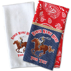 Western Ranch Waffle Weave Kitchen Towel (Personalized)