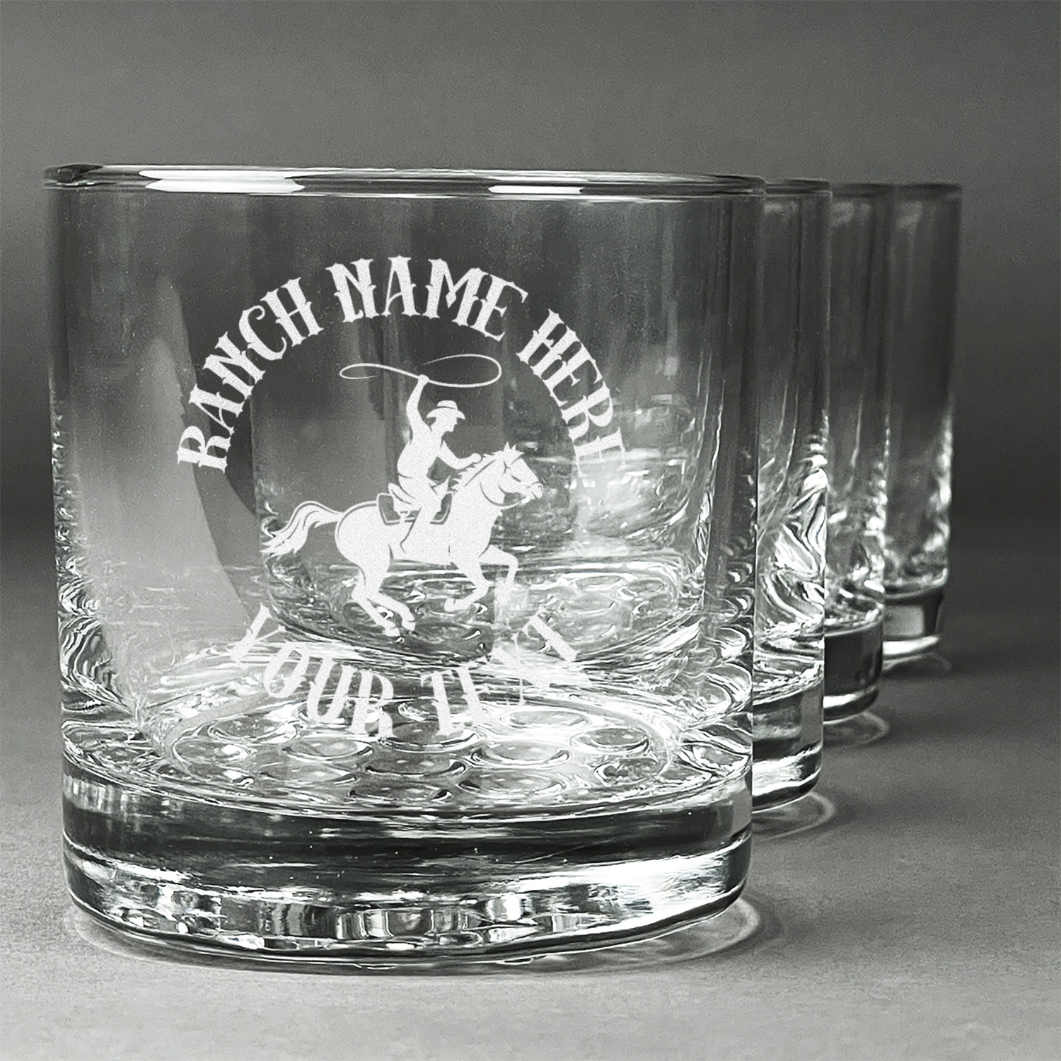 Western Ranch Whiskey Glasses (Set of 4) (Personalized) YouCustomizeIt