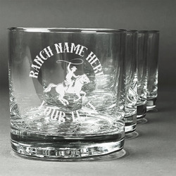 Western Ranch Whiskey Glasses (Set of 4) (Personalized)