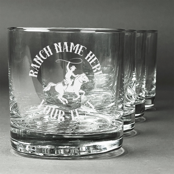 Custom Western Ranch Whiskey Glasses (Set of 4) (Personalized)