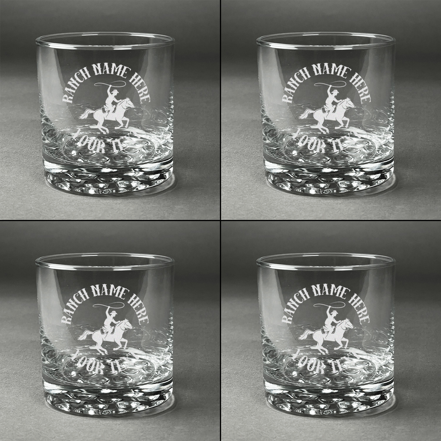 Western Ranch Whiskey Glasses Set Of 4 Personalized