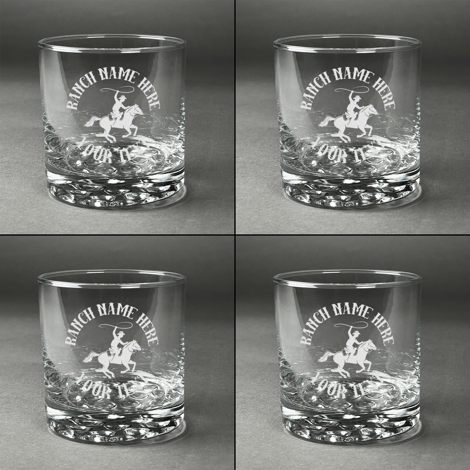 Western Ranch Whiskey Glasses (Set of 4) (Personalized) YouCustomizeIt