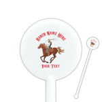 Western Ranch 5.5" Round Plastic Stir Sticks - White - Single Sided (Personalized)