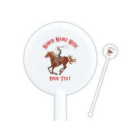 Western Ranch 5.5" Round Plastic Stir Sticks - White - Double Sided (Personalized)