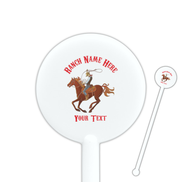Custom Western Ranch 5.5" Round Plastic Stir Sticks - White - Single Sided (Personalized)