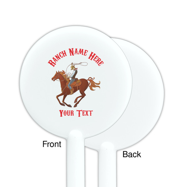 Western Ranch White Plastic 5.5" Stir Stick - Single Sided - Round - Front & Back