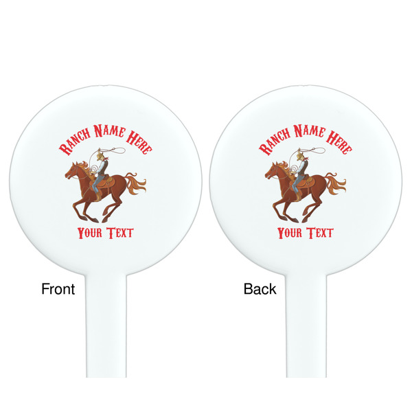 Western Ranch White Plastic 7" Stir Stick - Double Sided - Round - Front & Back