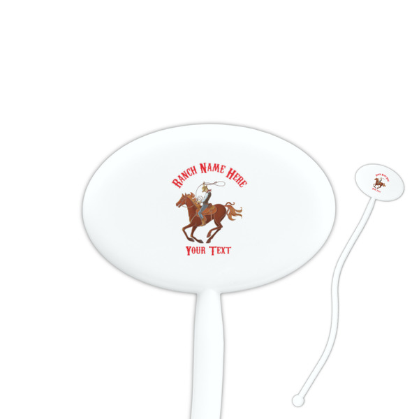 Custom Western Ranch 7" Oval Plastic Stir Sticks - White - Single Sided (Personalized)