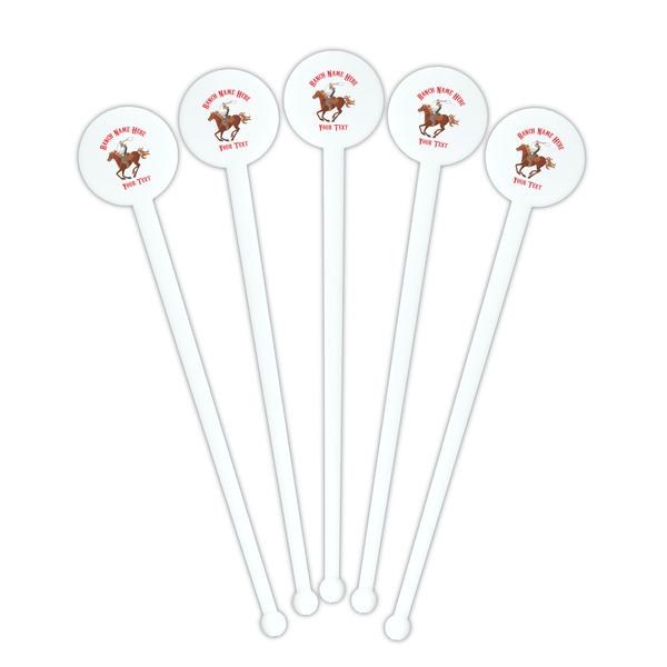 Western Ranch White Plastic 7" Stir Stick - Round - Fan View