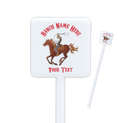 Western Ranch Square Plastic Stir Sticks - Single Sided (Personalized)