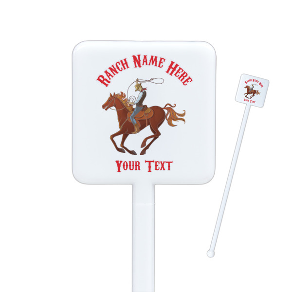 Custom Western Ranch Square Plastic Stir Sticks - Double Sided (Personalized)