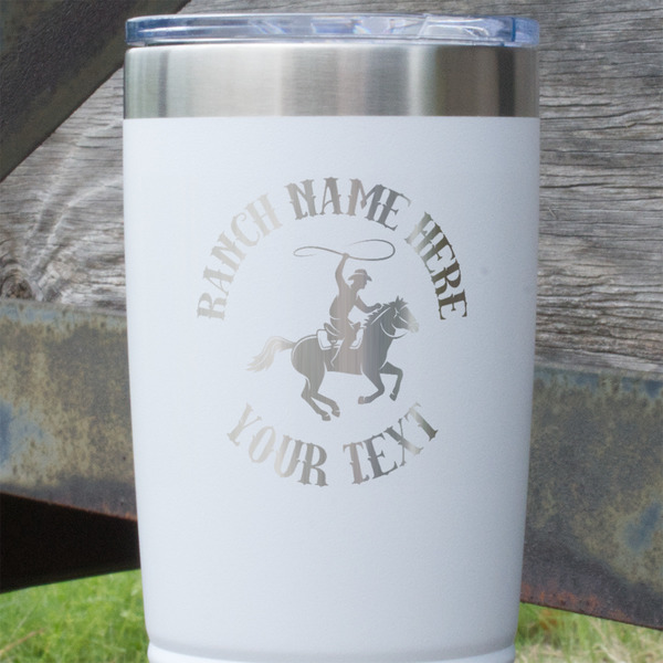 Western Ranch White Polar Camel Tumbler - 20oz - Close Up