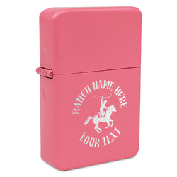 Western Ranch Windproof Lighter - Pink - Double Sided (Personalized)