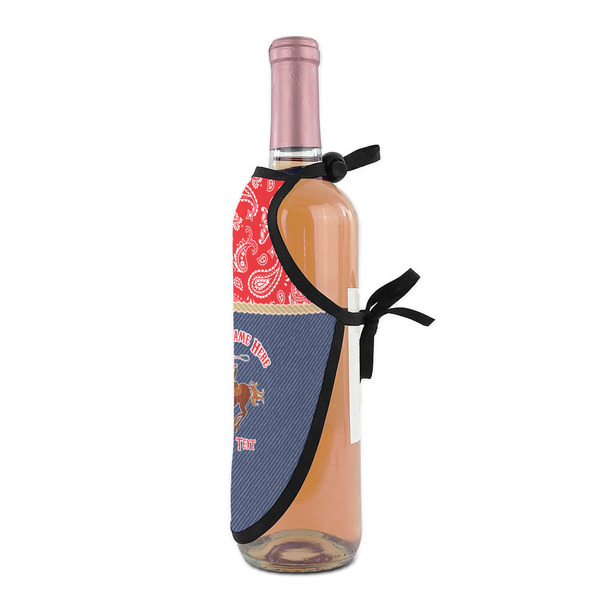 Western Ranch Wine Bottle Apron - DETAIL WITH CLIP ON NECK