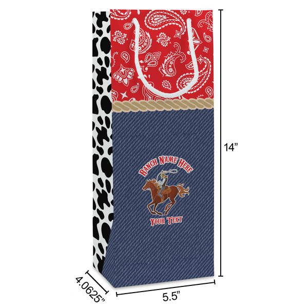 Western Ranch Wine Gift Bag - Dimensions