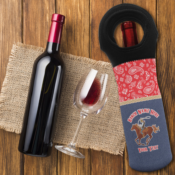 Western Ranch Wine Tote Bag - FLATLAY