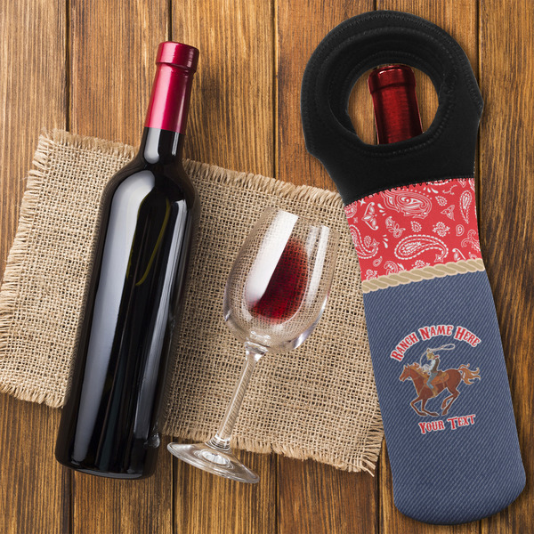 Western Ranch Wine Tote Bag - FLATLAY