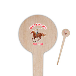 Western Ranch 4" Round Wooden Food Picks - Single Sided (Personalized)