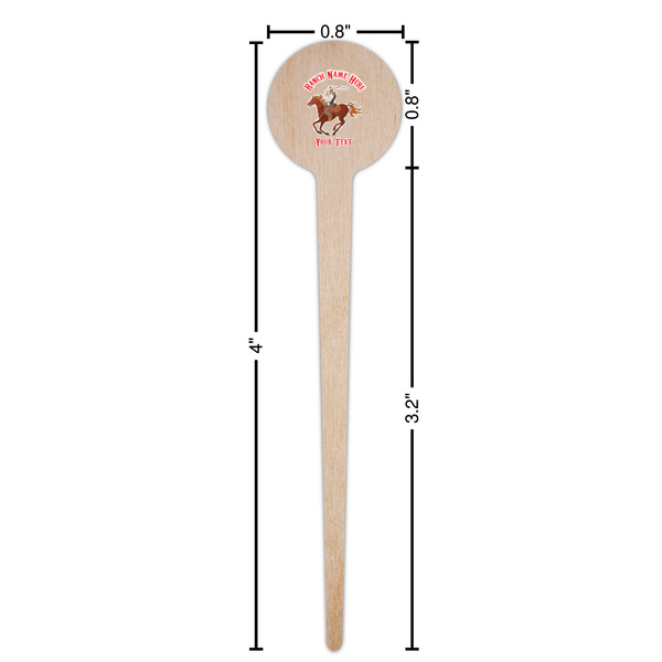 Western Ranch Wooden 4" Food Pick - Round - Dimensions