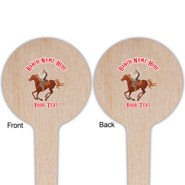 Western Ranch Wooden 4" Food Pick - Round - Double Sided - Front & Back