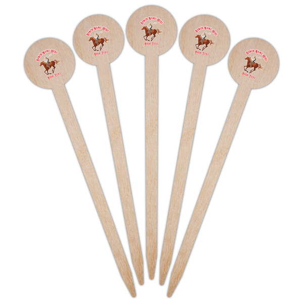 Western Ranch Wooden 6" Food Pick - Round - Fan View