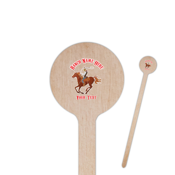 Custom Western Ranch 6" Round Wooden Stir Sticks - Single Sided (Personalized)