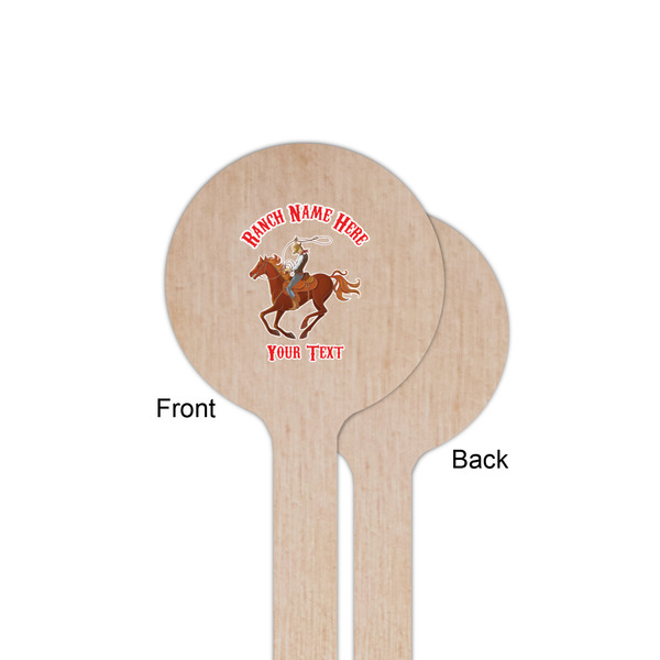 Western Ranch Wooden 6" Stir Stick - Round - Single Sided - Front & Back