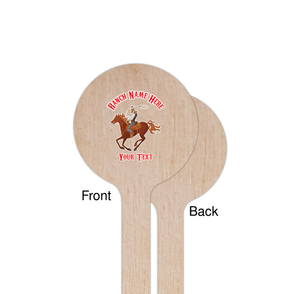 Western Ranch Wooden 7.5" Stir Stick - Round - Single Sided - Front & Back
