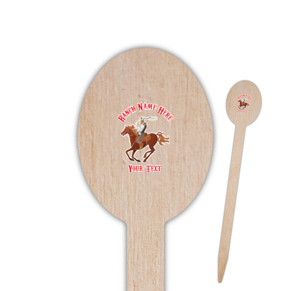 Custom Western Ranch Oval Wooden Food Picks - Double Sided (Personalized)