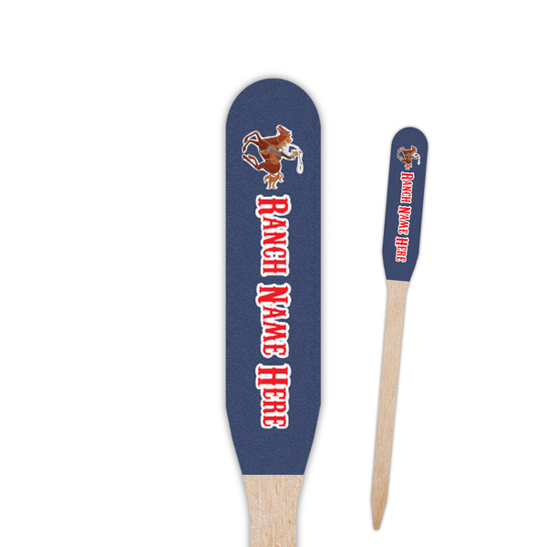 Custom Western Ranch Paddle Wooden Food Picks - Single Sided (Personalized)