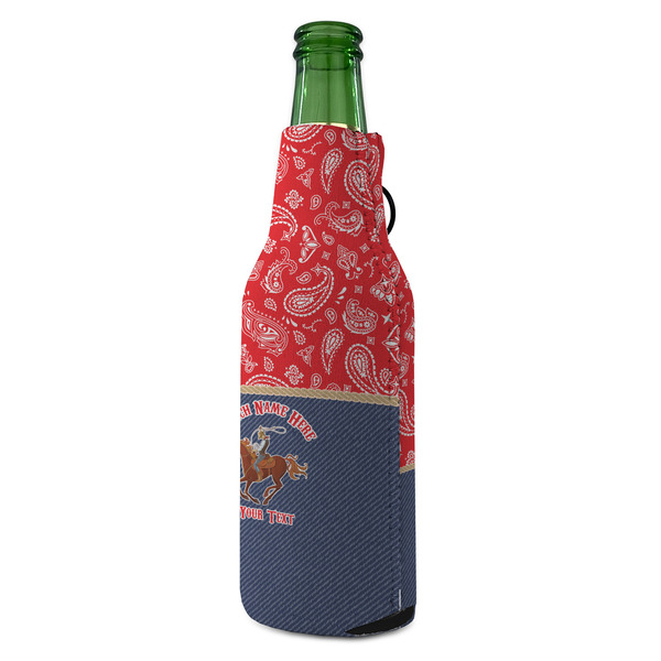 Western Ranch Zipper Bottle Cooler - ANGLE (bottle)