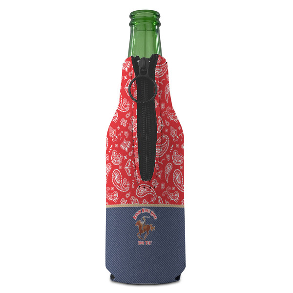 Western Ranch Zipper Bottle Cooler - BACK (bottle)