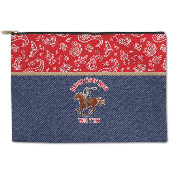 Custom Western Ranch Zipper Pouch - Large - 12.5"x8.5" (Personalized)