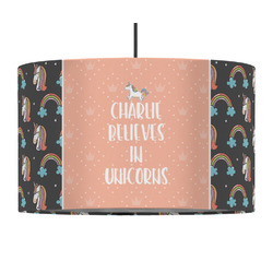 Unicorns 12" Drum Pendant Lamp - Fabric (Personalized)