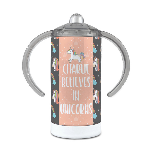Custom Unicorns 12 oz Stainless Steel Sippy Cup (Personalized)