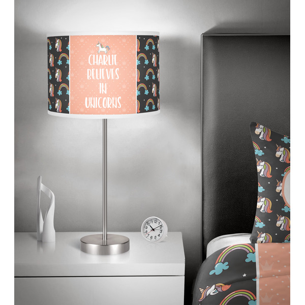 Unicorns 13 inch drum lamp shade - in room