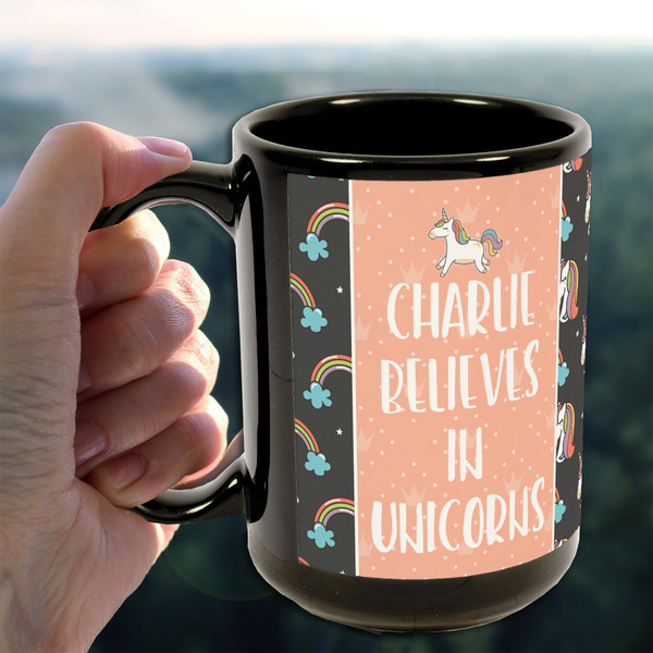 Unicorns 15oz. Black Mug - LIFESTYLE