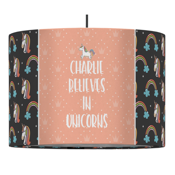 Custom Unicorns 16" Drum Pendant Lamp - Fabric (Personalized)