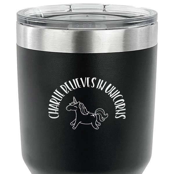 Unicorns 30 oz Stainless Steel Ringneck Tumbler - Black - CLOSE UP