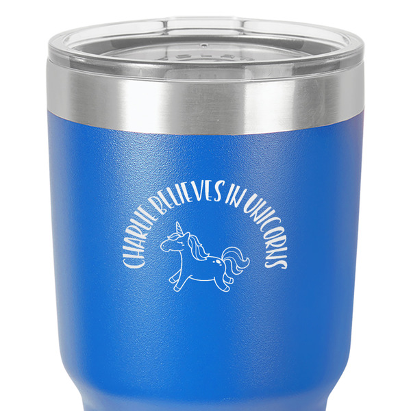 Unicorns 30 oz Stainless Steel Ringneck Tumbler - Blue - Close Up