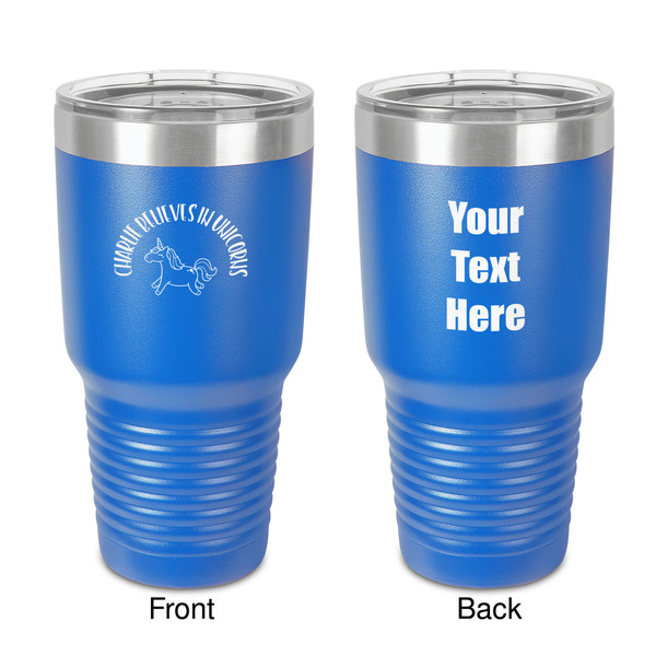 Custom Unicorns 30 oz Stainless Steel Tumbler - Royal Blue - Double-Sided (Personalized)