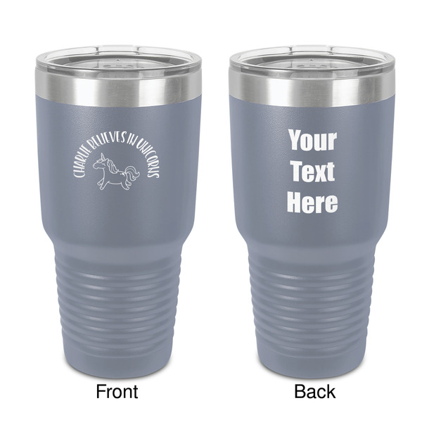 Custom Unicorns 30 oz Stainless Steel Tumbler - Grey - Double-Sided (Personalized)