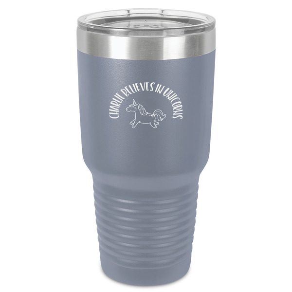 Unicorns 30 oz Stainless Steel Ringneck Tumbler - Grey - Front