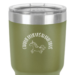 Unicorns 30 oz Stainless Steel Tumbler - Olive - Double-Sided (Personalized)